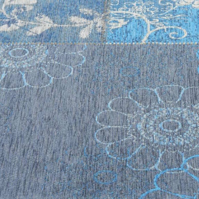 Chatel 34 - Patchwork Teppich mit schönem Blumenmuster in Blau