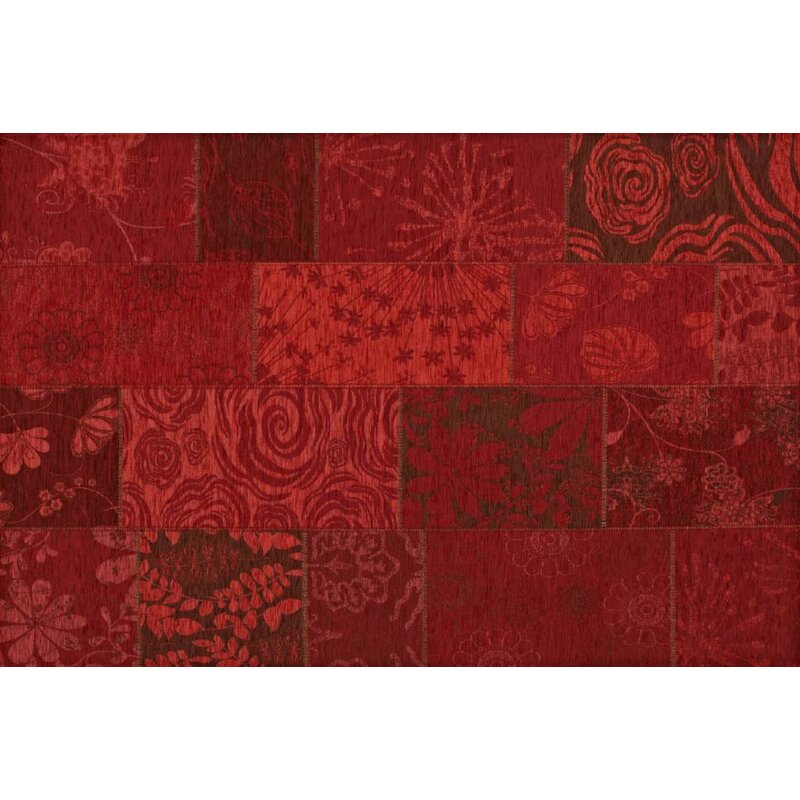 Chatel 46 - Patchwork Teppich mit schönem Blumenmuster in Rot