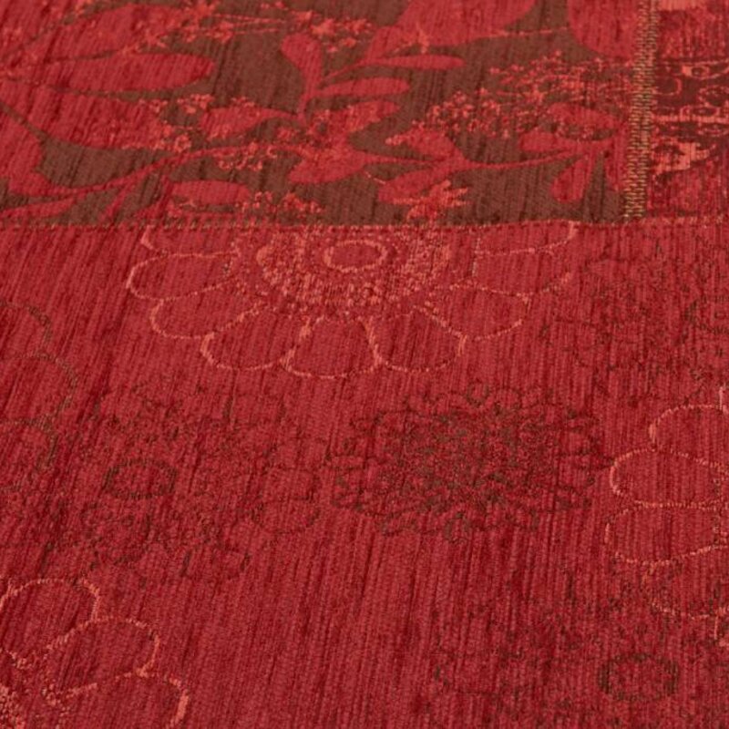 Chatel 46 - Patchwork Teppich mit schönem Blumenmuster in Rot