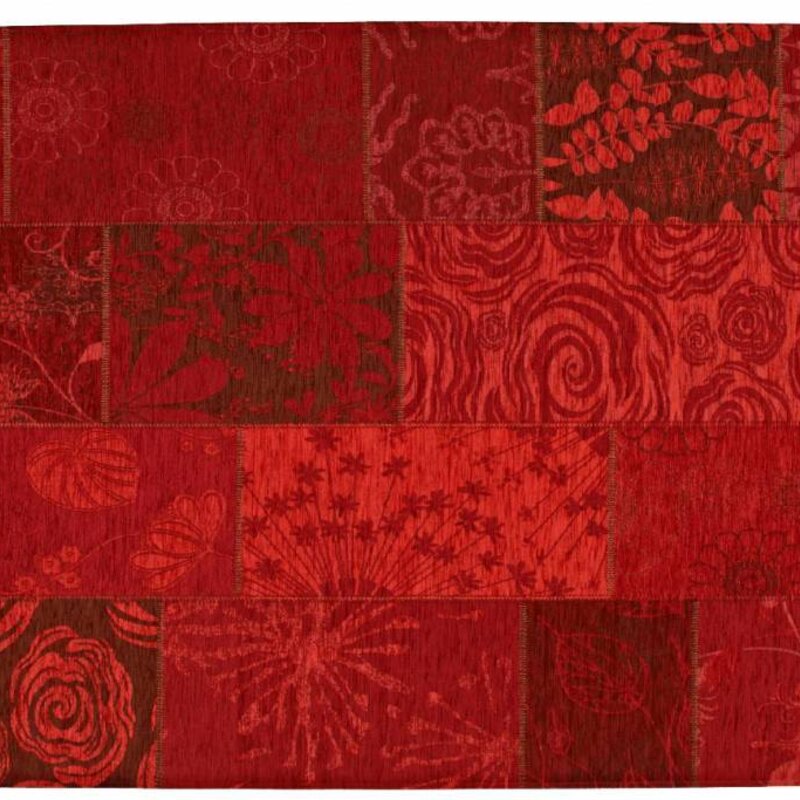 Chatel 46 - Patchwork Teppich mit schönem Blumenmuster in Rot