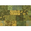 Floorpassion Chatel 54 - Patchwork Teppich mit schönem Blumenmuster in Grün