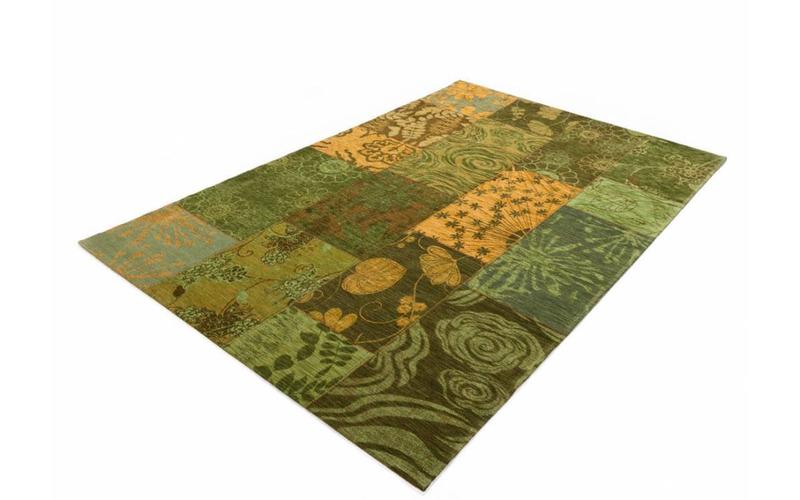 Chatel 54 - Patchwork Teppich mit schönem Blumenmuster in Grün