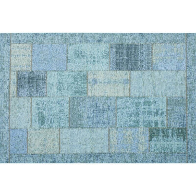 Enzo 33 - Vintage Patchwork Teppich in Türkis
