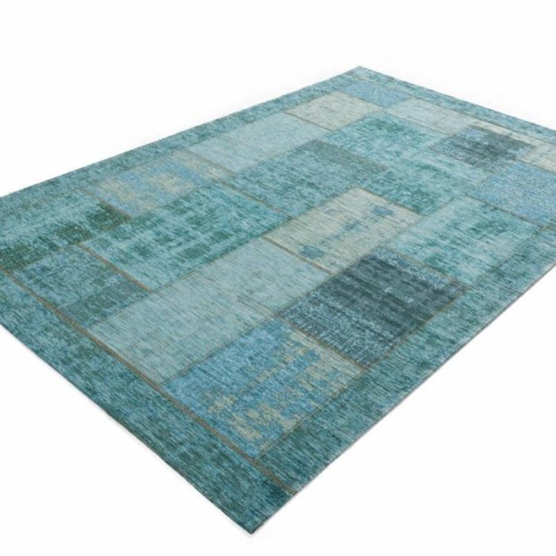 Enzo 33 - Vintage Patchwork Teppich in Türkis