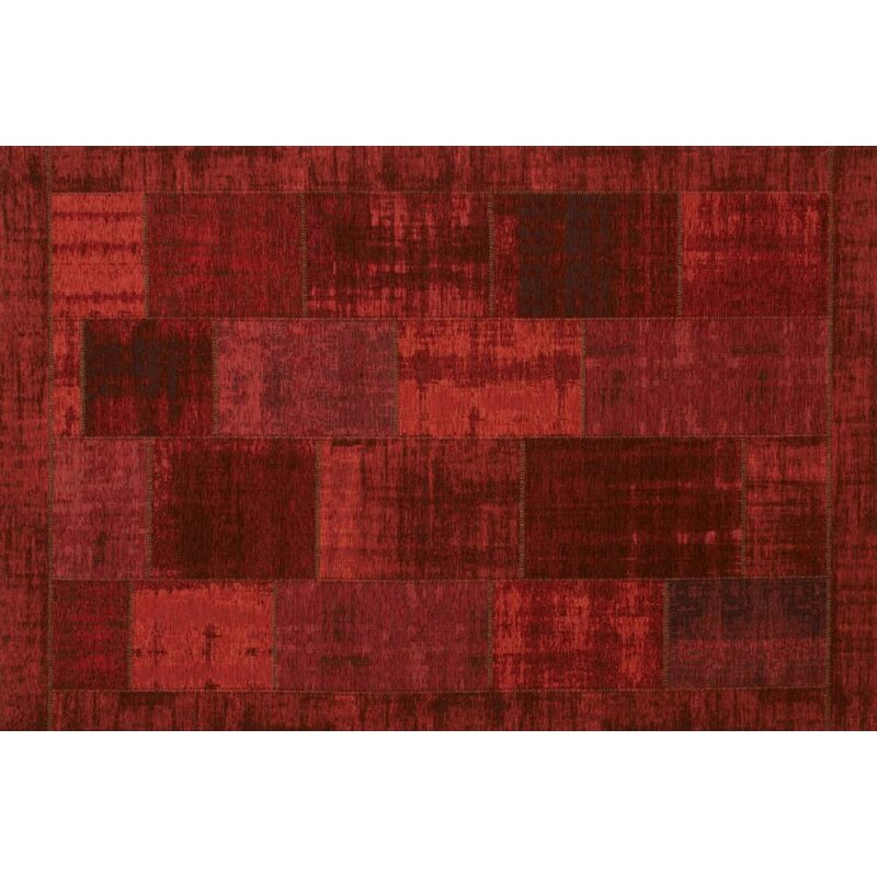 Enzo 45 - Vintage Patchwork Teppich in Dunkelrot