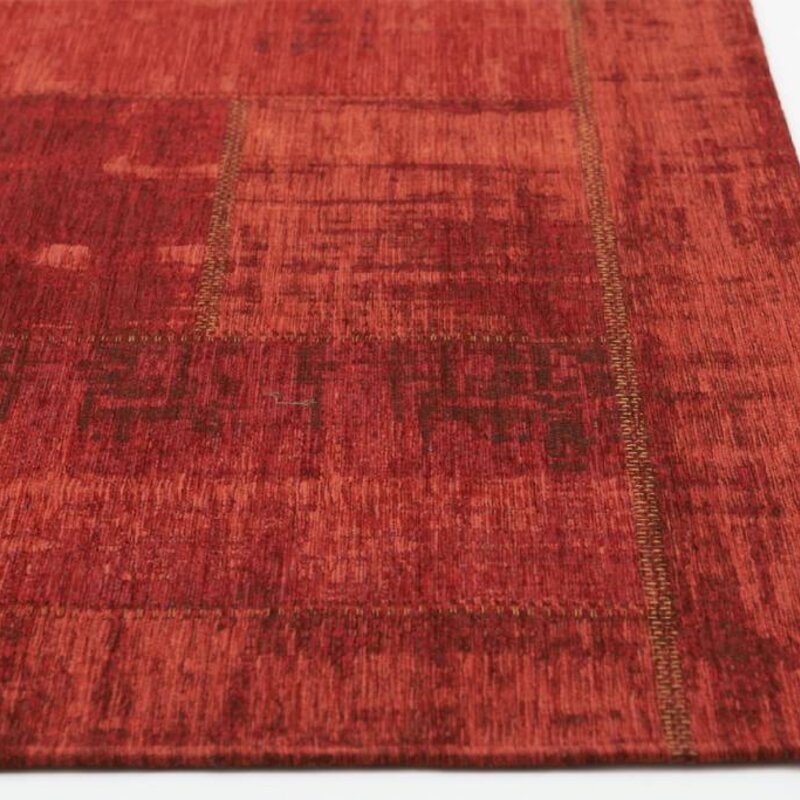 Enzo 45 - Vintage Patchwork Teppich in Dunkelrot