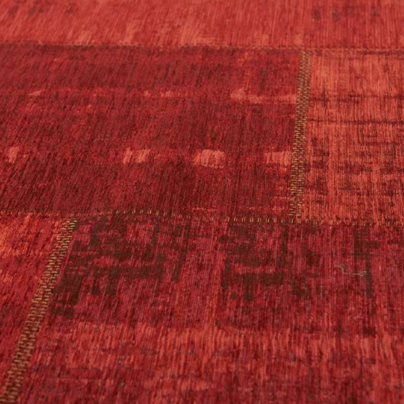 Enzo 45 - Vintage Patchwork Teppich in Dunkelrot