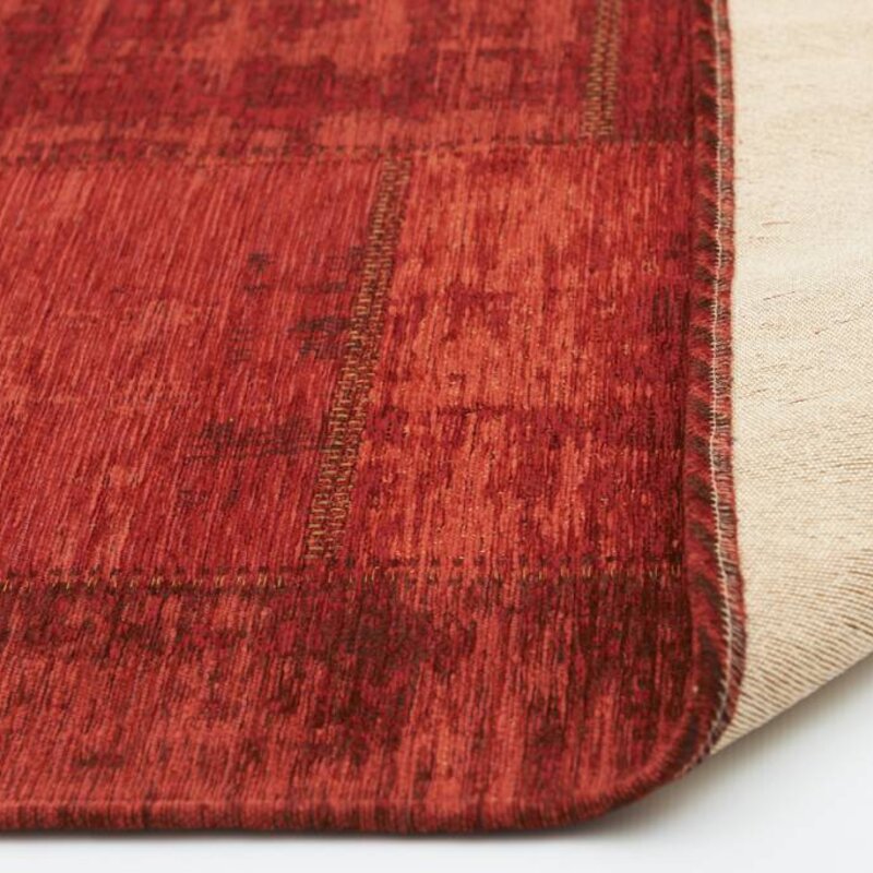 Enzo 45 - Vintage Patchwork Teppich in Dunkelrot