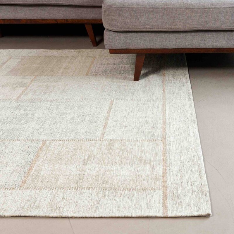 Enzo 11 - Vintage Patchwork Teppich in hellem Beige