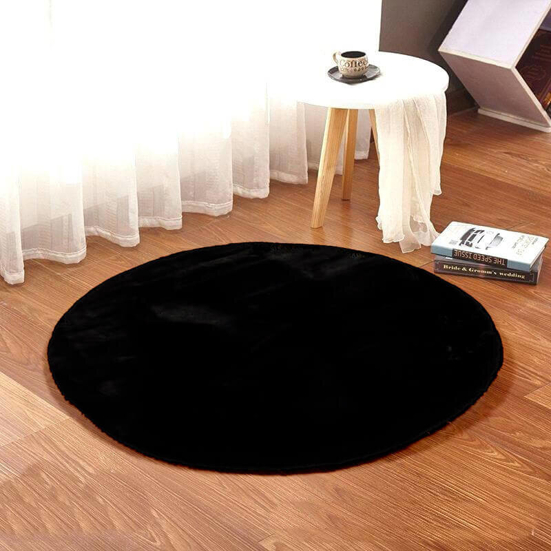 Fay Schwarz – Weicher Runder Kuschelteppich in Schwarz