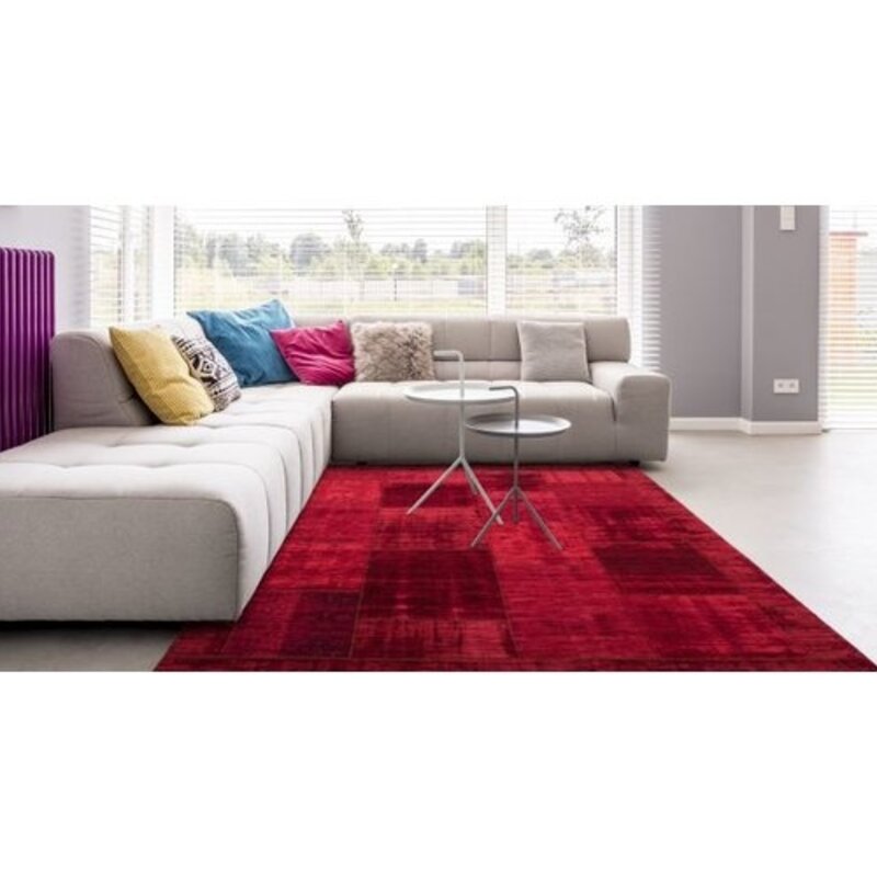 Enzo 45 - Vintage Patchwork Teppich in Dunkelrot