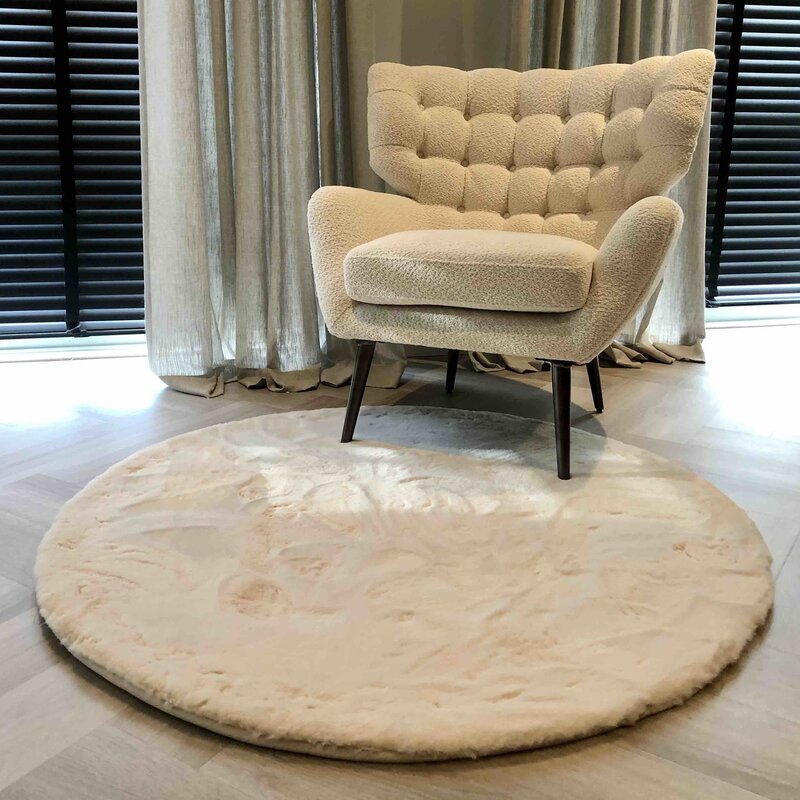 Fay Creme Weiß – Weicher Runder Kuschelteppich in Creme Weiß