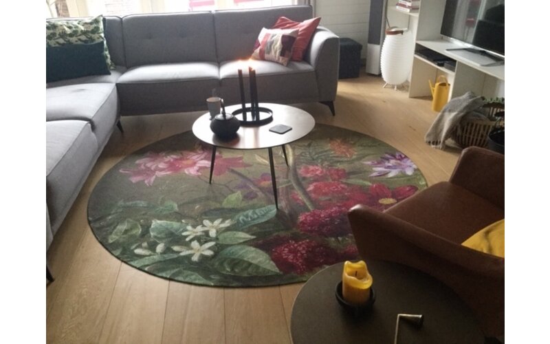 Amelie - Runder Teppich mit Blumenmotiv