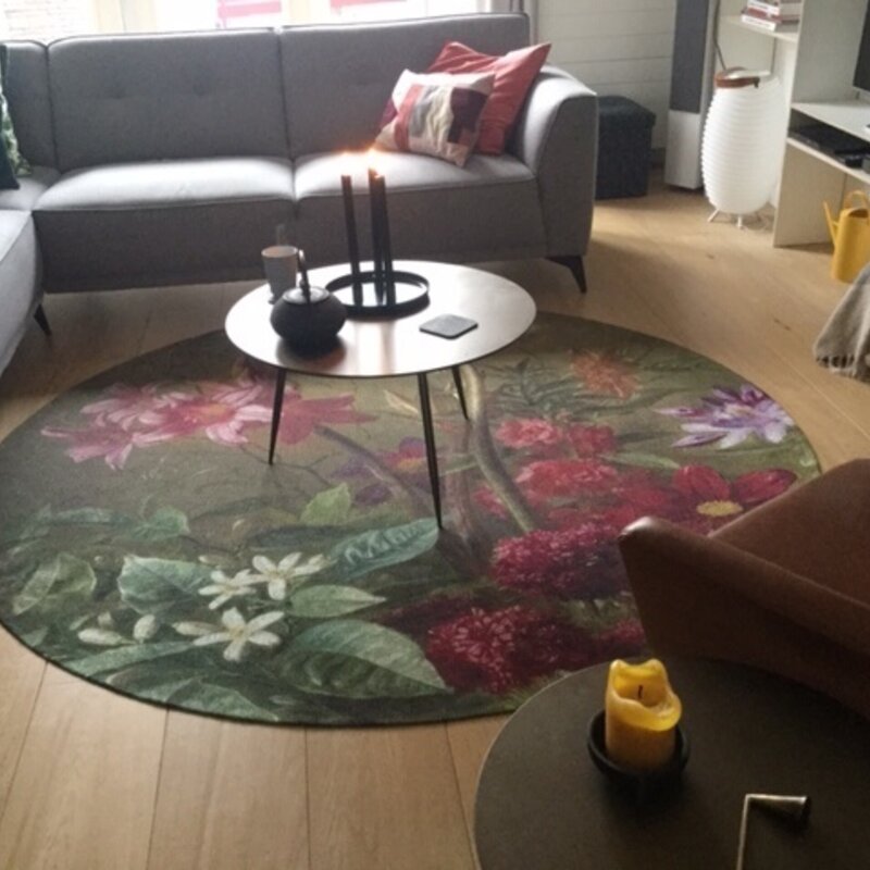 Amelie - Runder Teppich mit Blumenmotiv