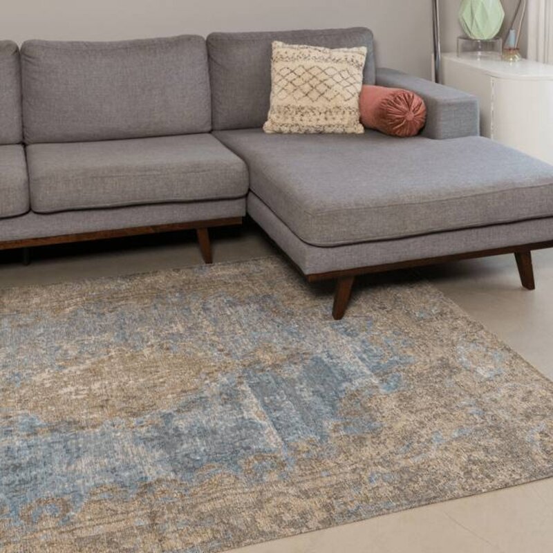 Elba 31 - Vintage Teppich aus Blauem Garn