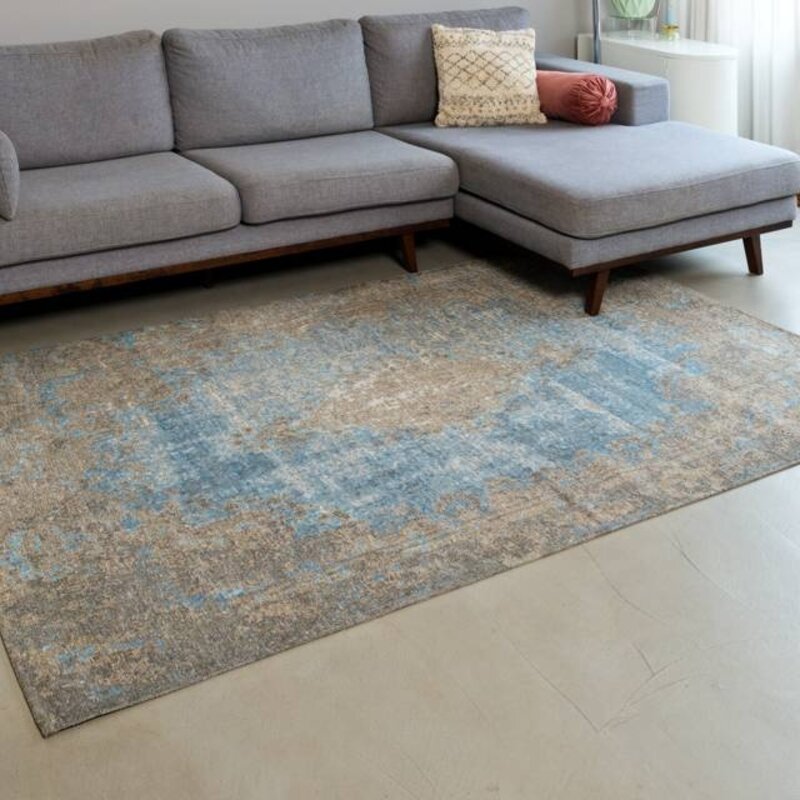 Elba 31 - Vintage Teppich aus Blauem Garn