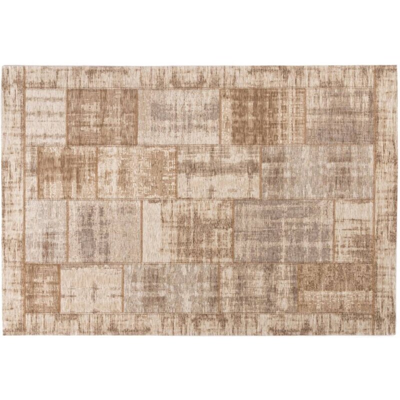 Enzo 12 - Vintage Patchwork Teppich in Hellbraun