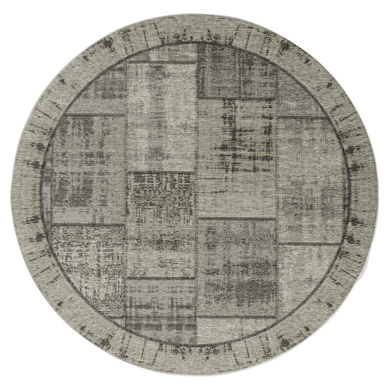 Enzo 23- Runder Vintage Teppich in Anthrazitgrau