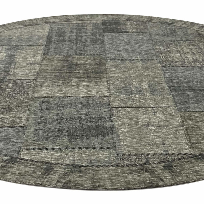 Enzo 23- Runder Vintage Teppich in Anthrazitgrau