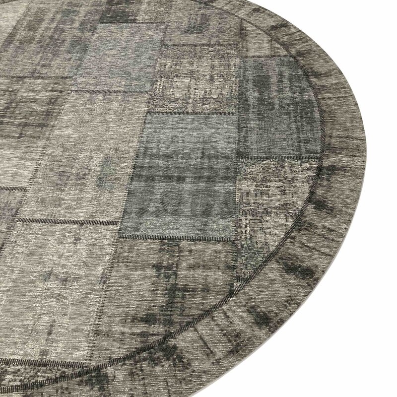 Enzo 23- Runder Vintage Teppich in Anthrazitgrau
