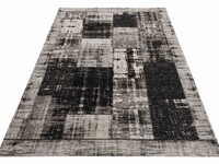 Enzo 25 - Vintage patchwork Teppich in Schwarz