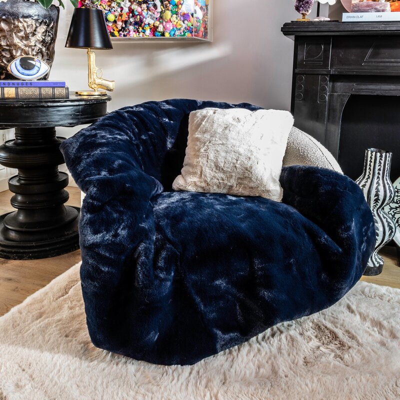 Faux Fur Plaid - Dark Blue - Floorpassion X Fred