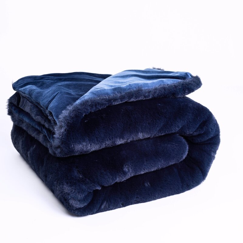 Faux Fur Plaid - Dark Blue - Floorpassion X Fred