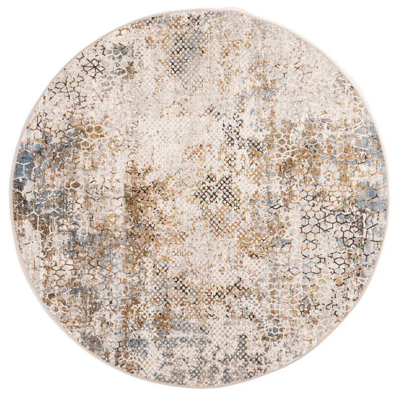 Safi 13 - Exklusiver Runder Vintage-Teppich in Beige-Braun-Mischung
