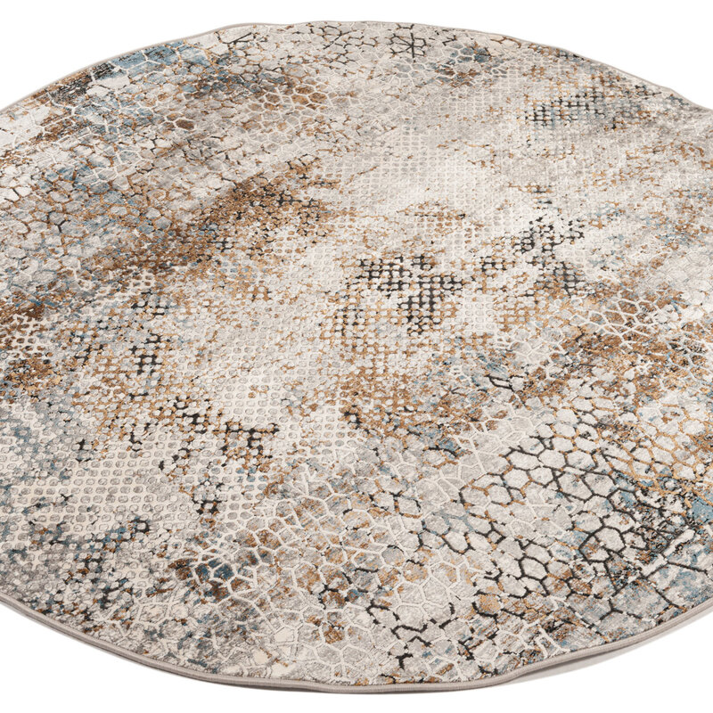 Safi 13 - Exklusiver Runder Vintage-Teppich in Beige-Braun-Mischung