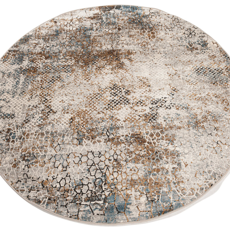 Safi 13 - Exklusiver Runder Vintage-Teppich in Beige-Braun-Mischung