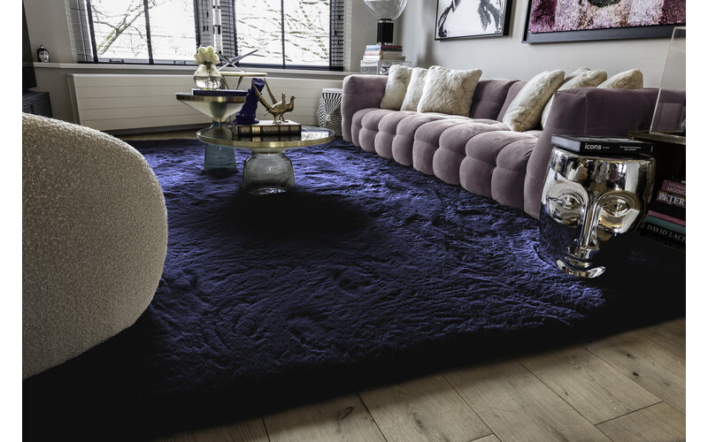 Hampton Dark Blue - Superweicher Hochflor Teppich in Dunkelblau