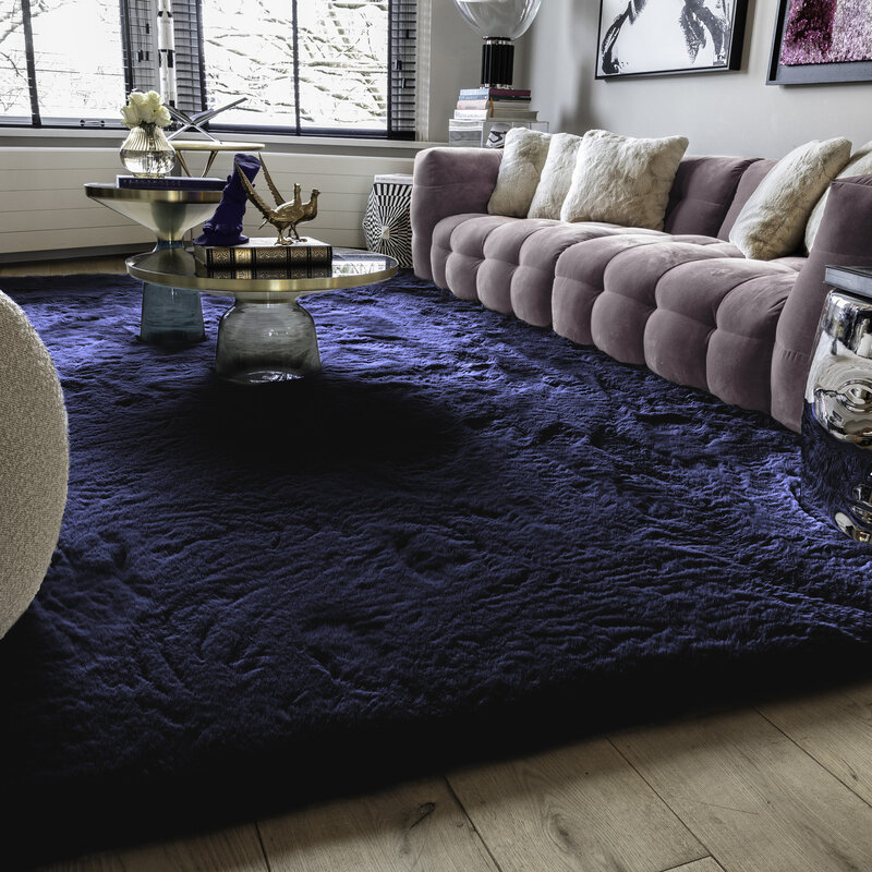 Hampton Dark Blue - Superweicher Hochflor Teppich in Dunkelblau