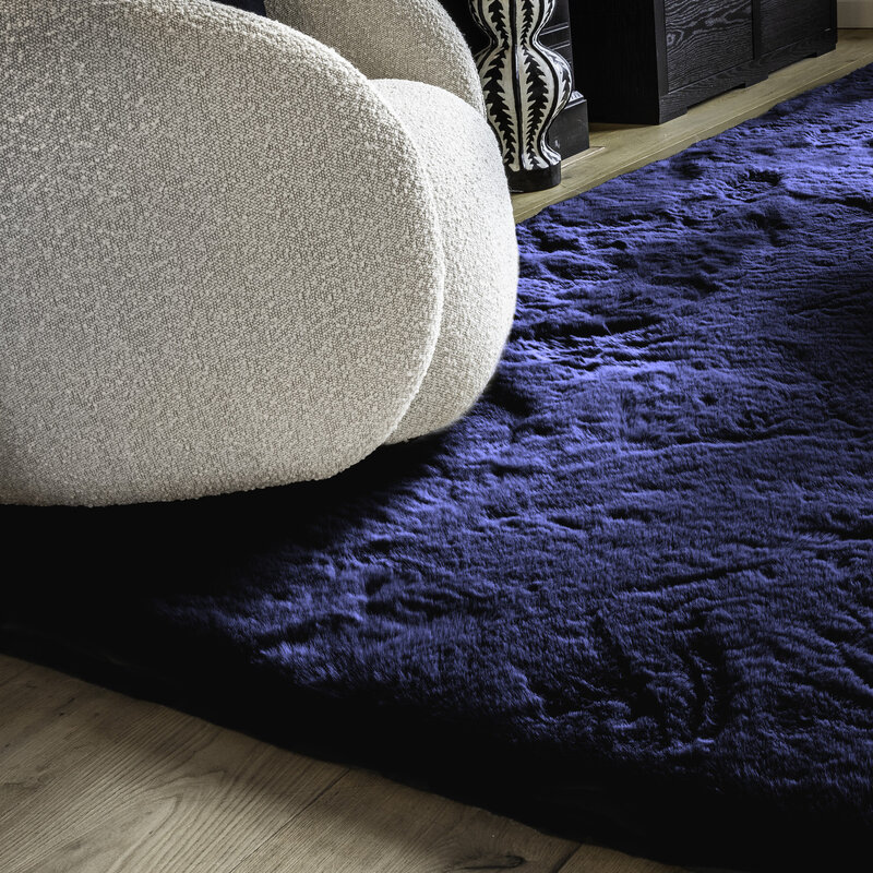 Hampton Dark Blue - Superweicher Hochflor Teppich in Dunkelblau