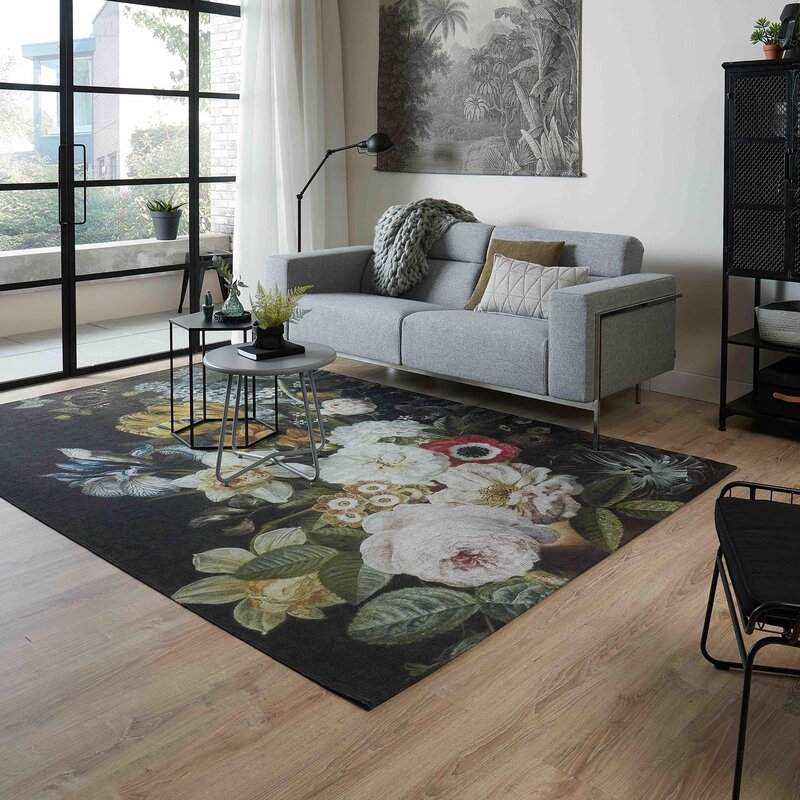 Rosa Ferro - Vintage Teppich mit Blumendesign