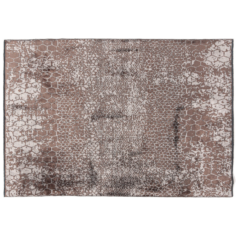 Snake 18 - Velours Teppich in Taupe/Braun