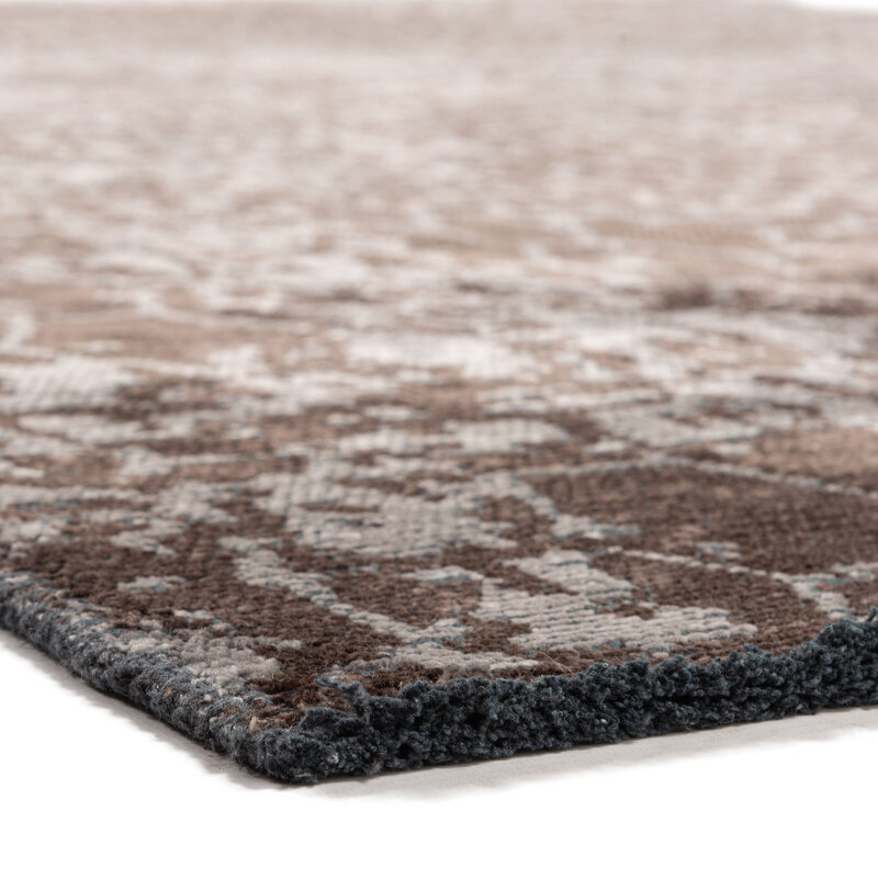 Snake 18 - Velours Teppich in Taupe/Braun