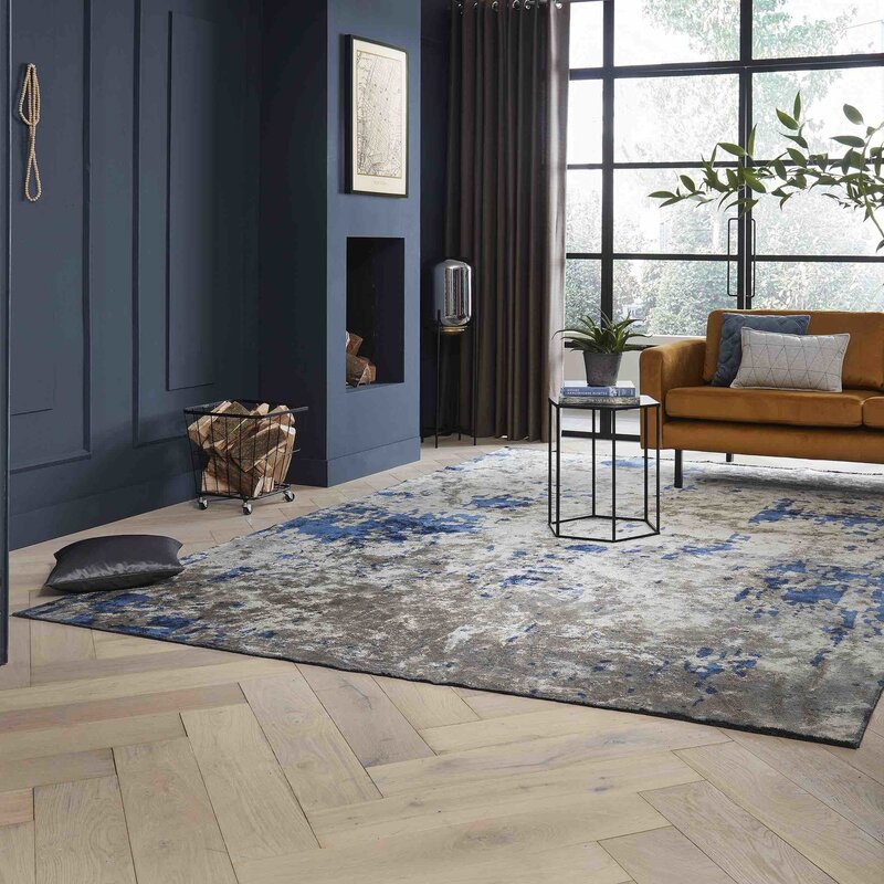 Velours Teppich - Rousseau 36 - Dunkelblau