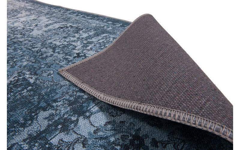 Faded Muscat Touch Grey - Einzigartiger Vintage-Teppich in der Farbkombination Blau/Grau