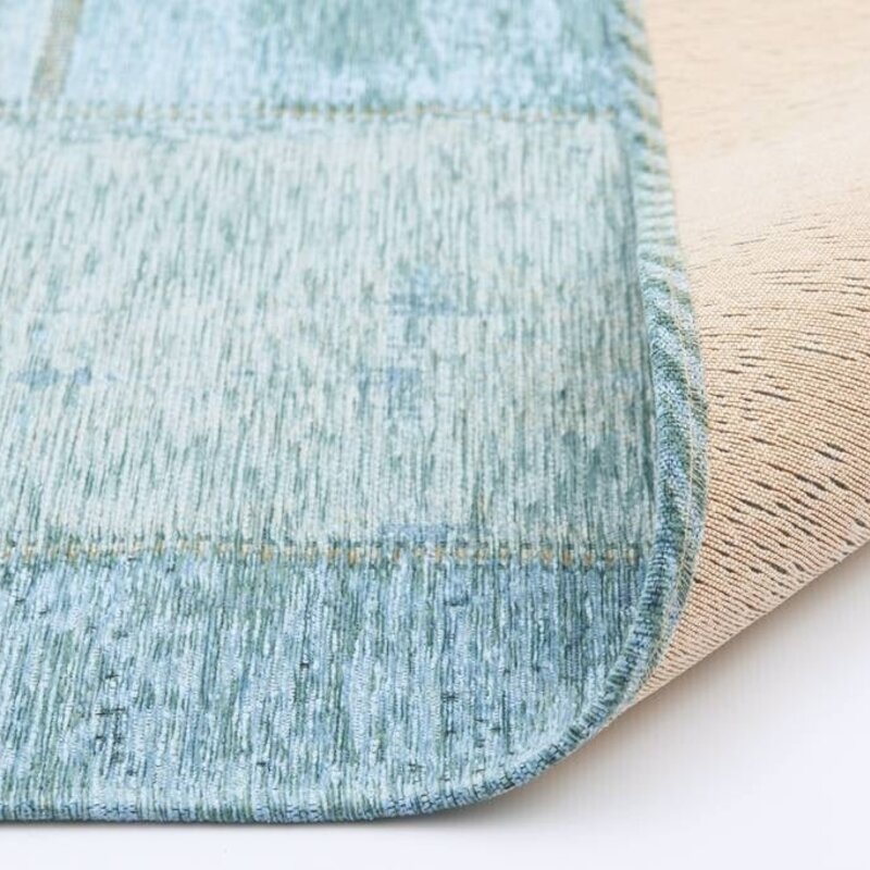 Enzo 33 - Oval Vintage Patchwork Teppich in Türkis