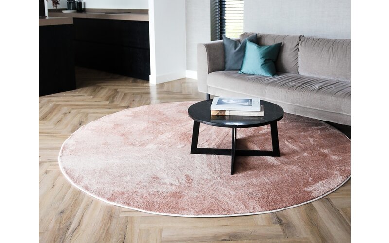 Runder Einfarbiger Teppich in Soft Pink - Frisco 41