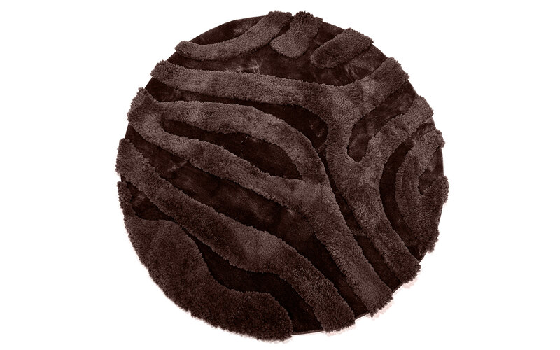 Brera 18 - Runder geschnitzter gemusterter Teppich in Braun