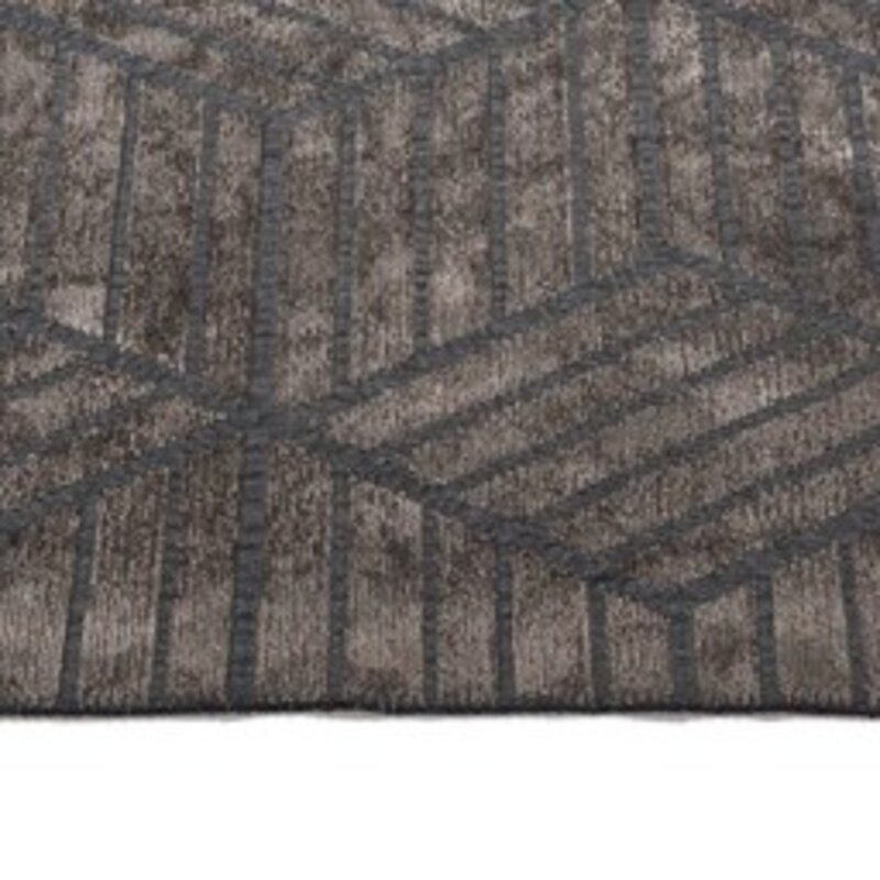Velours Grau geometrisch Teppich - Romain 23 - Grau
