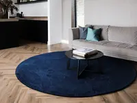 Runder Einfarbiger Teppich in Dunkelblau - Frisco 35