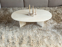 Dime 12- Runder Hochflorteppich in Beige/Sand