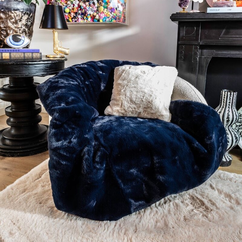 Faux Fur Plaid - Dark Blue - Floorpassion X Fred