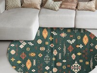 Bolivian Etis Smaragd - Runder Teppich in Grün - Floorpassion x Fred