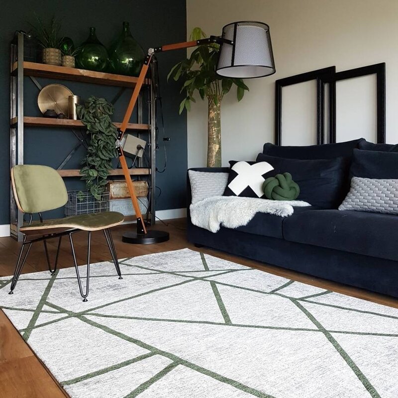 Hailey 52 - Schöner Teppich mit geometrischem Design in Grau/Dunkelgrün
