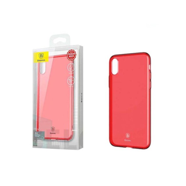 Baseus Ultra Slim TPU Hoesje iPhone X en iPhone Xs Transparant Rood