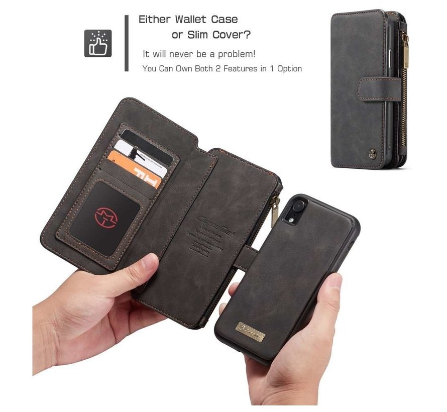 CaseMe iPhone 11 Case Black - 2in1 Wallet | Storage Compartments | Magnetic | Kickstand