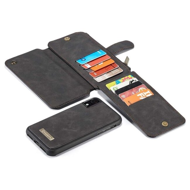 CaseMe Zipper Wallet iPhone 11 Pro Max hoesje zwart - 2 in 1 Wallet en Flipcover - multifunctionele portemonee - extra ritsvak